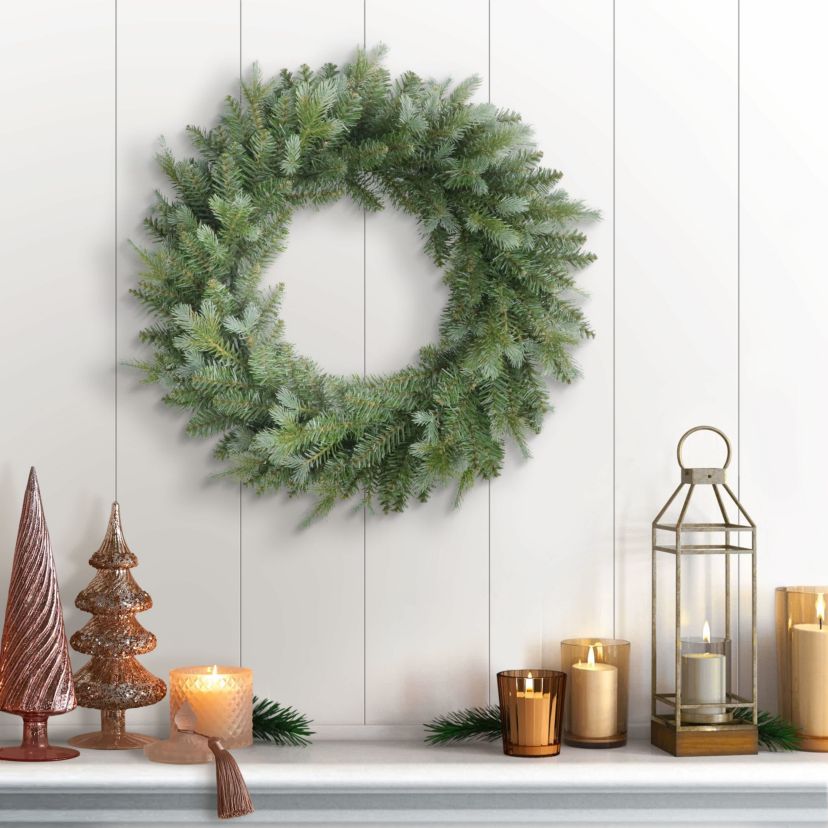 Puleo International 24" Linden Fir Artificial Blue/Green Christmas Wreath