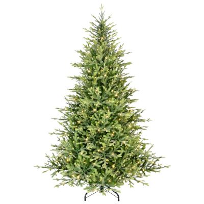 Puleo International 7.5' Pre-Lit Miracle Shape Alberta Spruce Artificial Christmas Tree