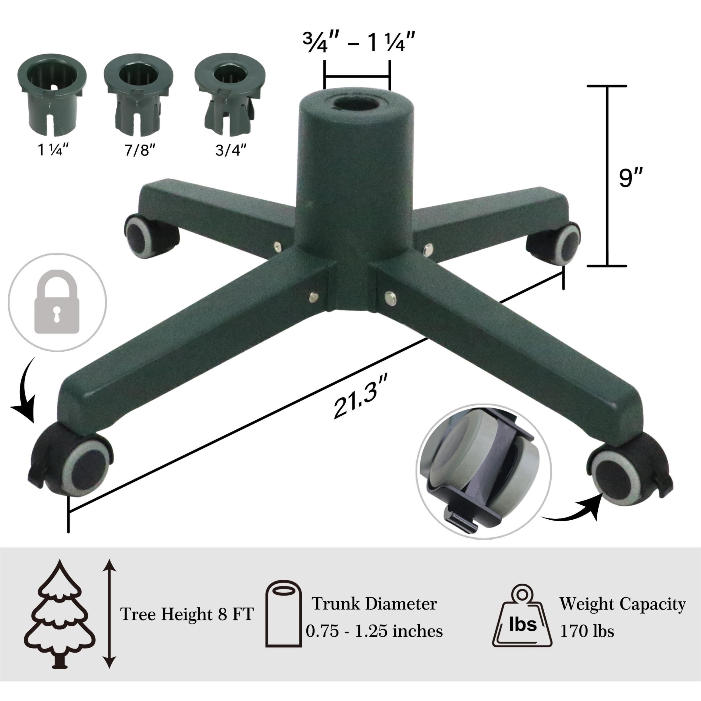 Puleo International 21" Lockable Artificial Tree Stand for up to 8 Trees Adjustable