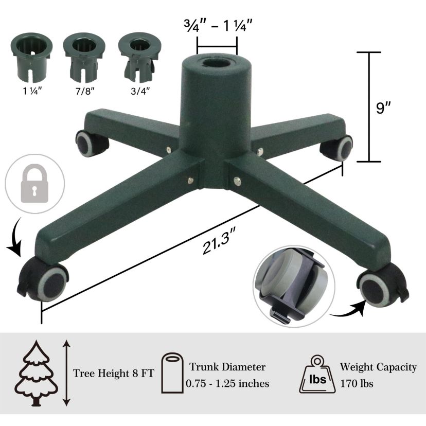 Puleo International 21" Lockable Artificial Tree Stand for up to 8 Trees Adjustable