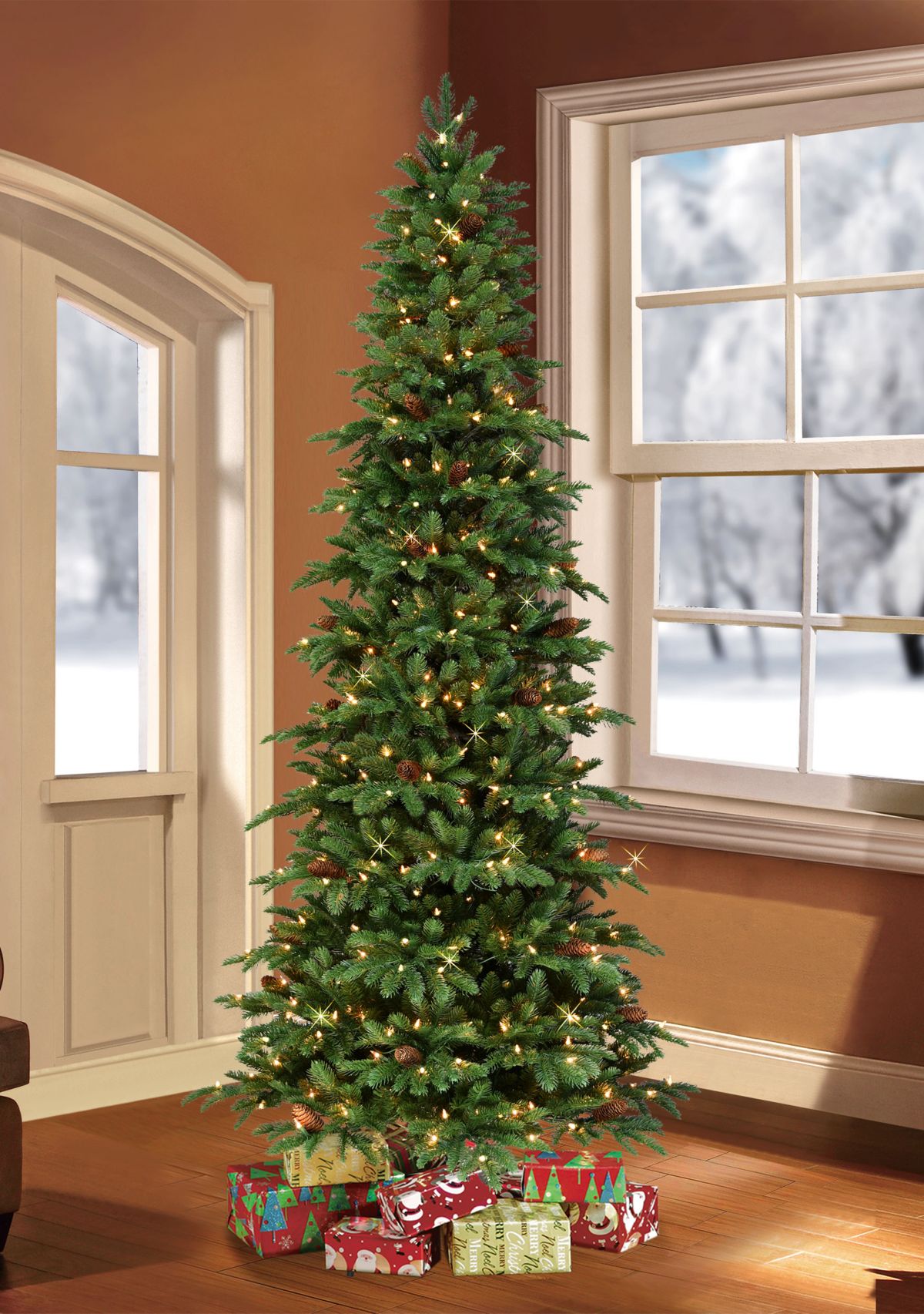 Pre-Lit 7.5-Foot Slim Montana Spruce Christmas Tree