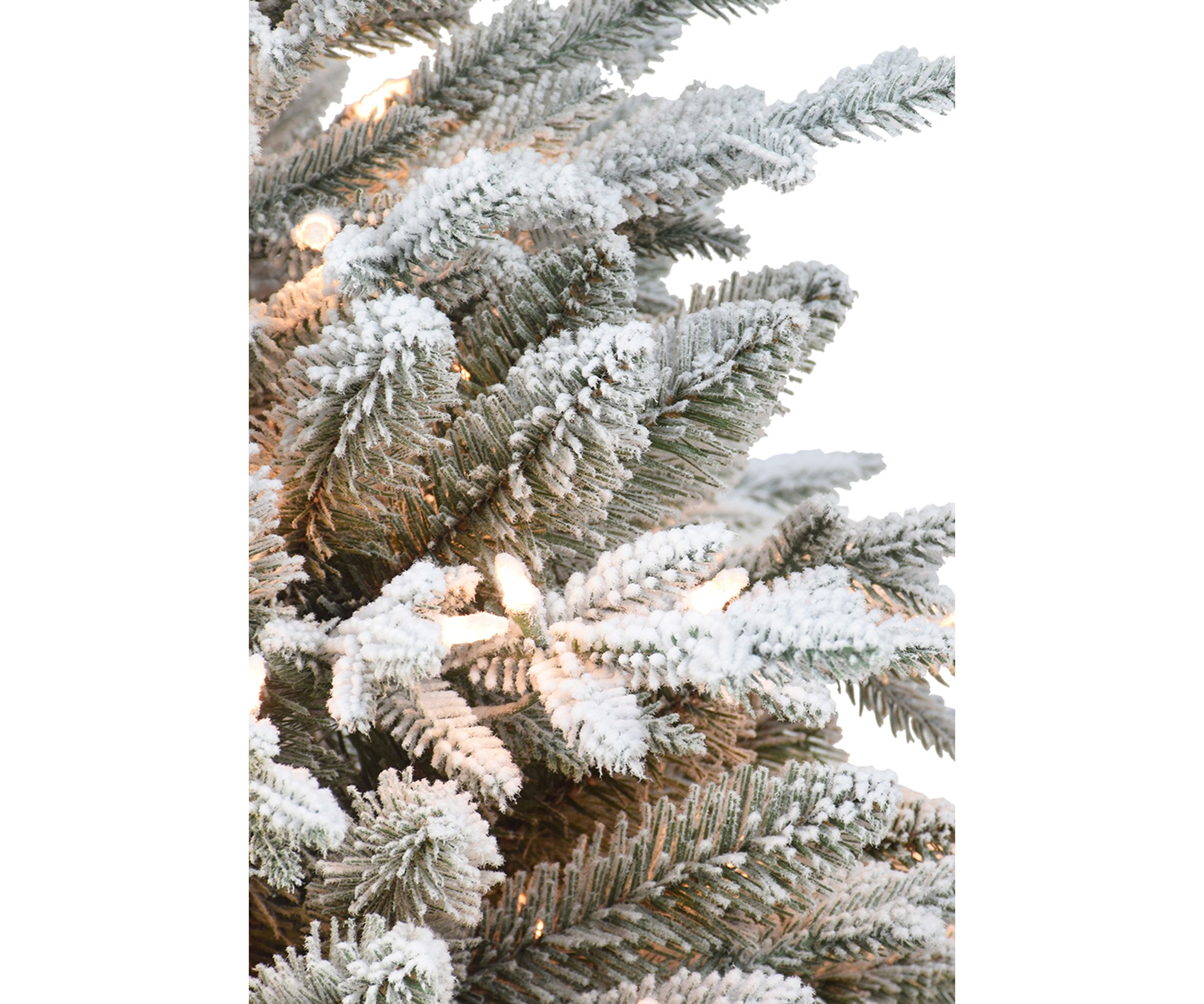 7.5 ft Pre-lit Slim Flocked Northern Fir Artificial Christmas Tree 400 UL Clear Lights Metal Stand Green