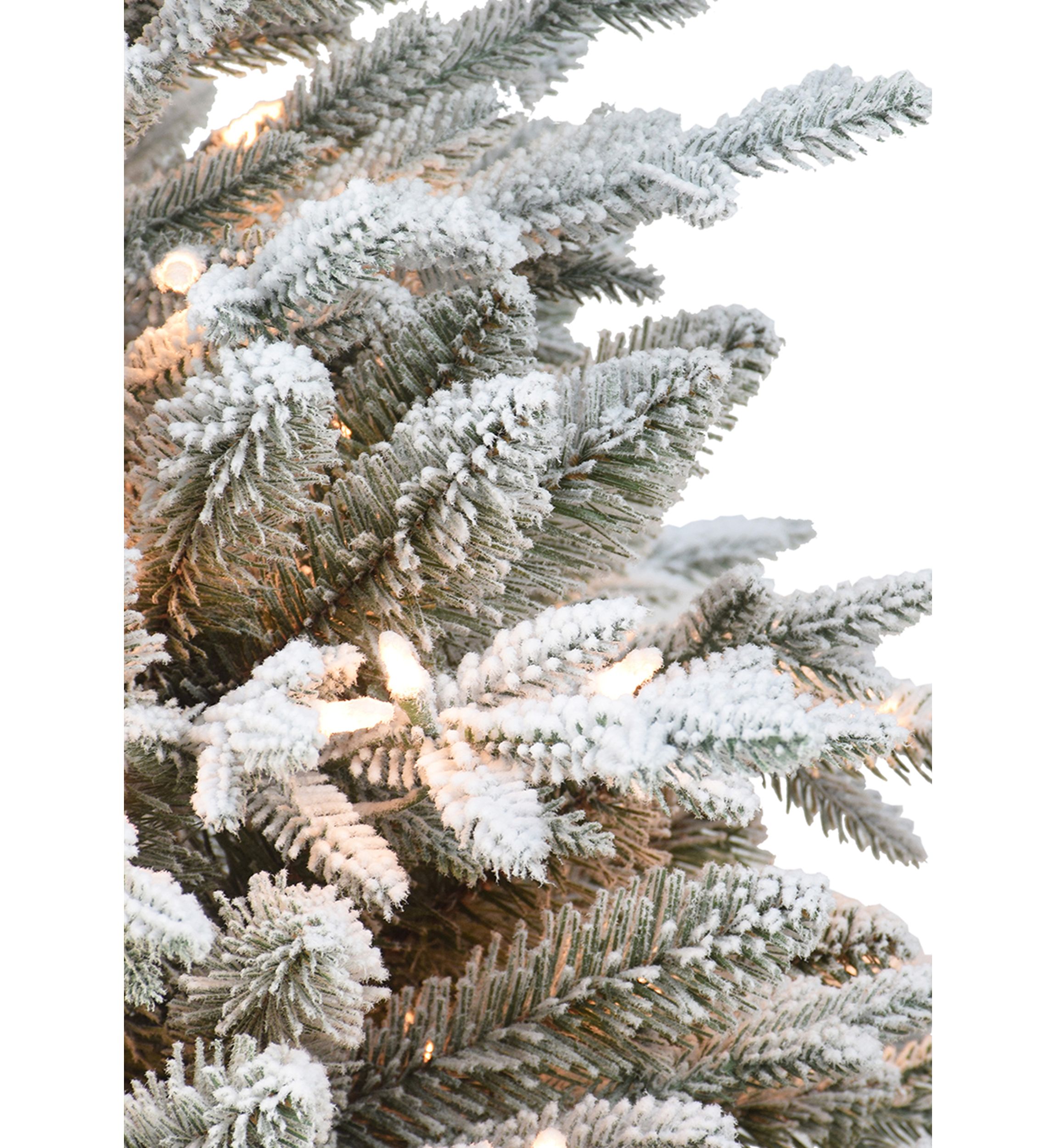 4.5 ft Pre-lit Flocked Slim Northern Fir Tree with 200 UL Clear Lights Metal Stand Green