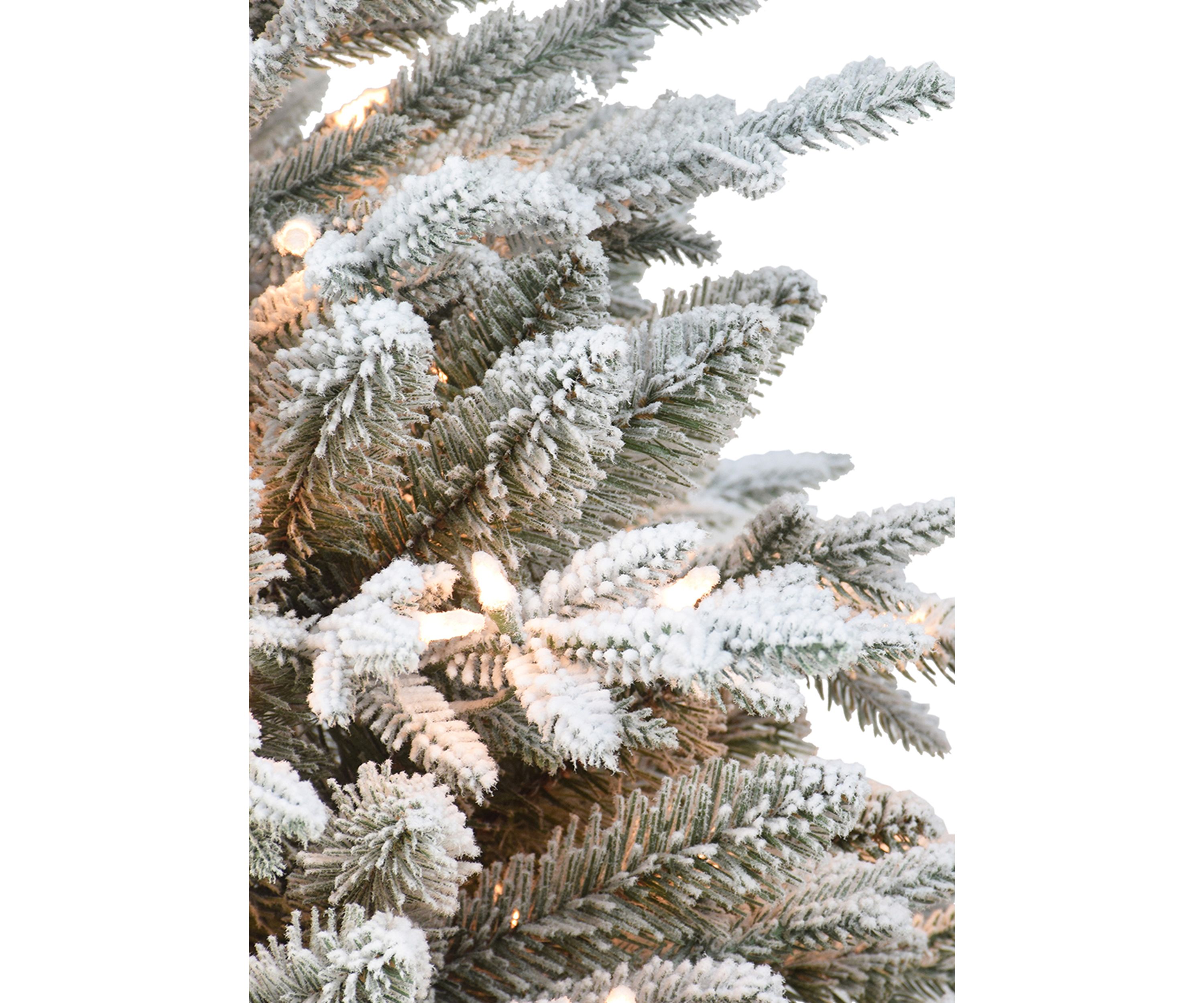 4.5 ft Pre-lit Flocked Slim Northern Fir Tree with 200 UL Clear Lights Metal Stand Green