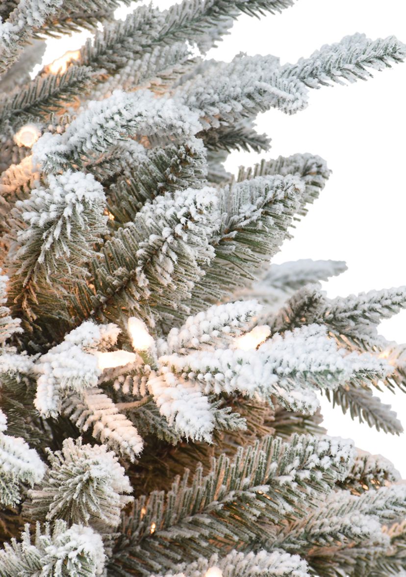 4.5 ft Pre-lit Flocked Slim Northern Fir Tree with 200 UL Clear Lights Metal Stand Green