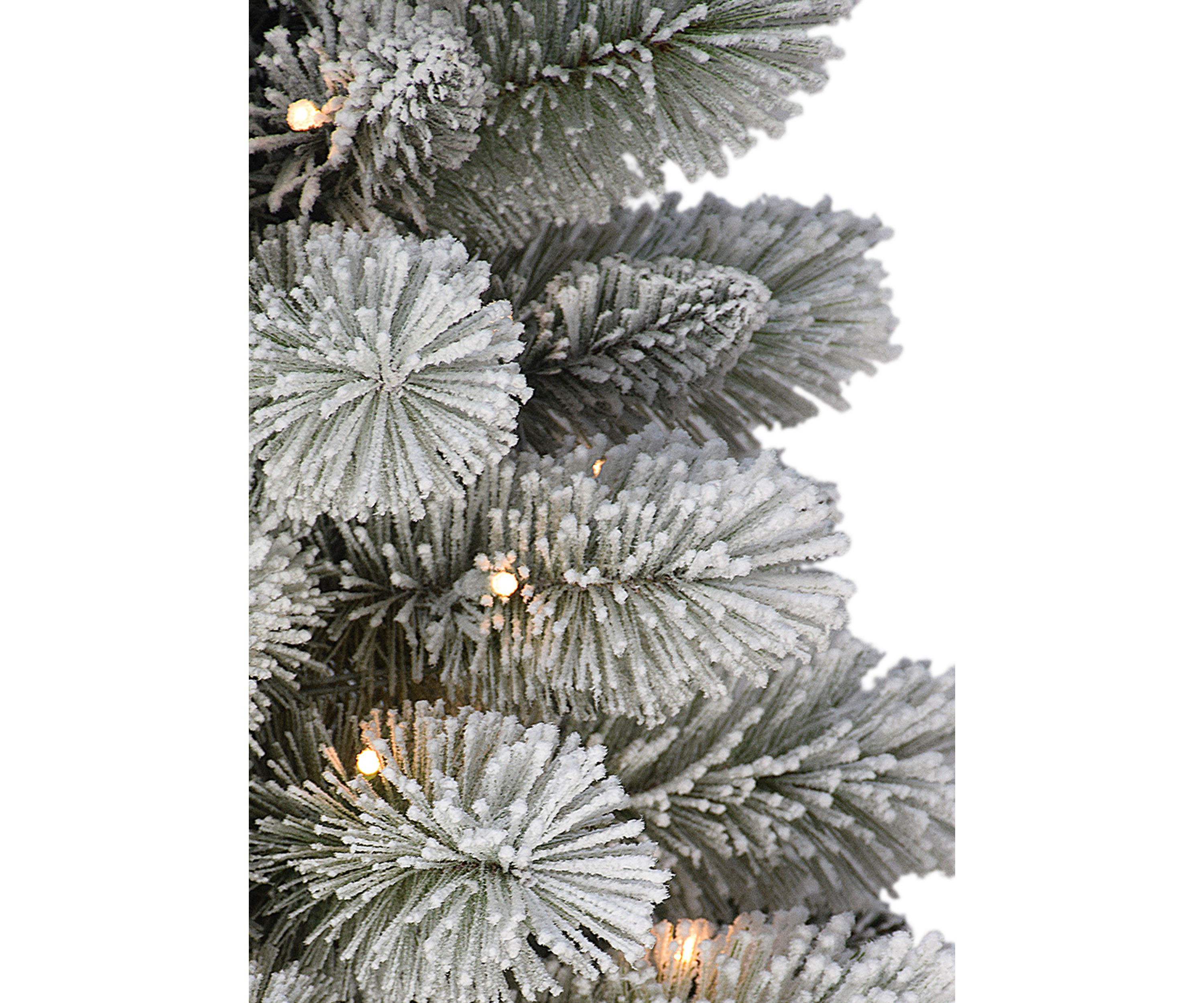 3.5 ft B/O Potted Flocked Norwegian Pine Artificial Christmas Tree 50 B/O Warm White LED Lights 6/18 Hours On/Off Timer Function