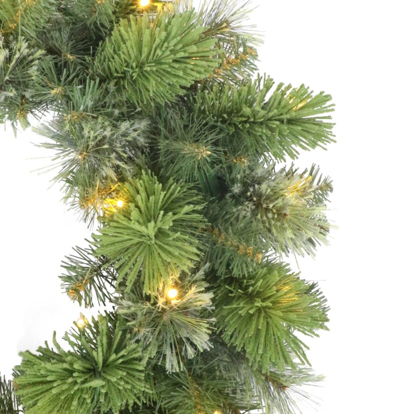 Puleo International 24" Pre-Lit Artificial Oklahoma Pine Wreath with LED Lights