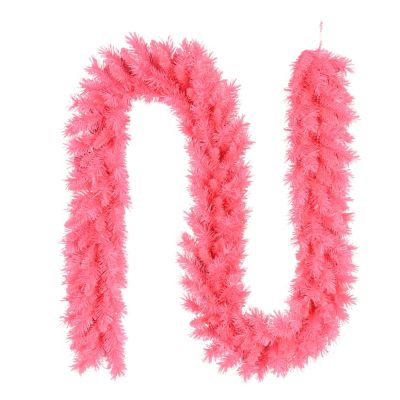 Puleo International 9' x 10" Artificial Pink Round Valley Pine Garland