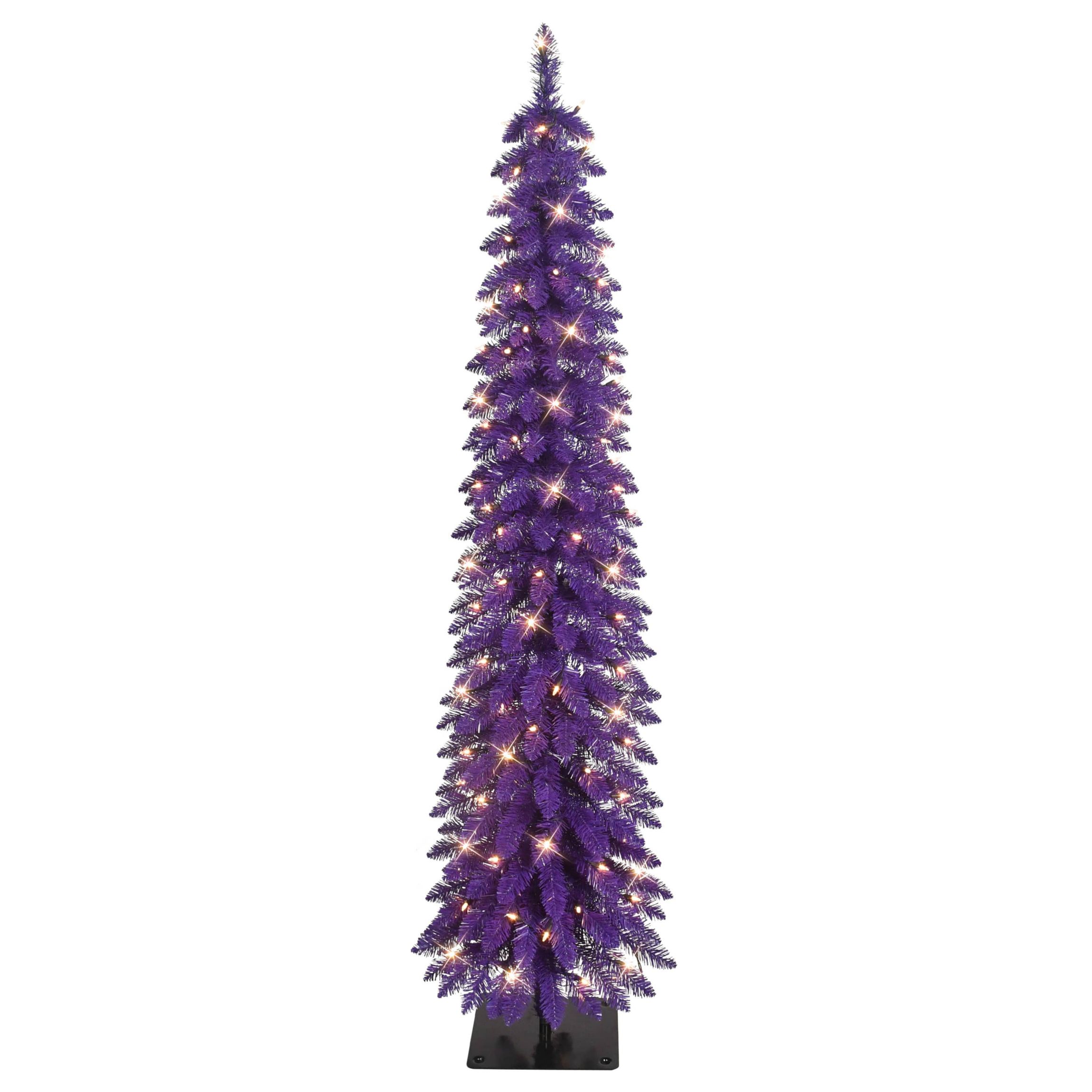 Puleo International 6 Pre-Lit Artificial Alpine Purple Pencil Tree
