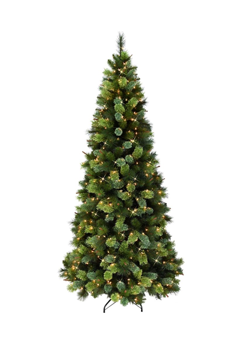 Pre-Lit 7.5-Foot Slim Portsmouth Pine Christmas Tree Cashmere Tips