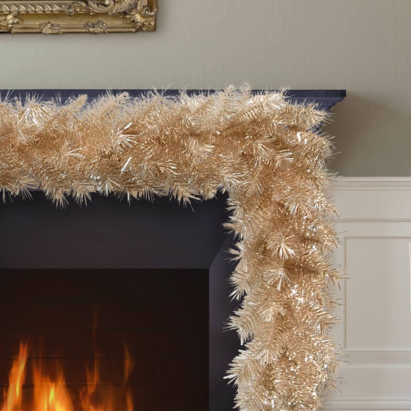 Puleo International 9 x 10" Artificial Rose Gold Round Valley Pine Garland