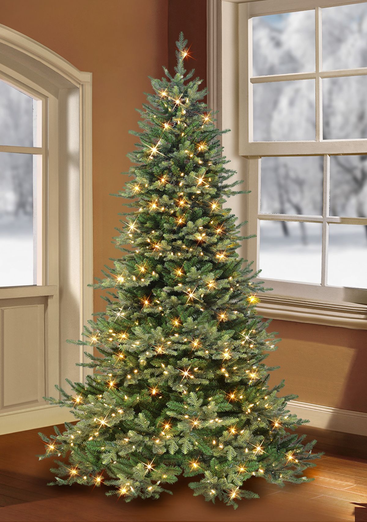 6.5 ft Pre-lit Royal Majestic Douglas Fir Downswept Artificial Christmas Tree Sure-Lit Pole® 500 UL Clear Lights Metal Stand Green