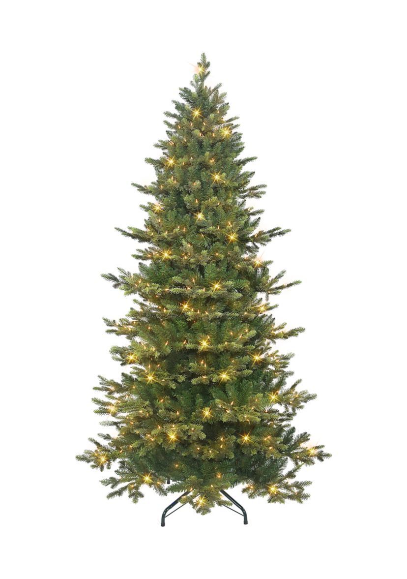 6.5 ft Pre-lit Slim Royal Majestic Douglas Fir Downswept Artificial Christmas Tree 350 UL Clear Lights Metal Stand Green