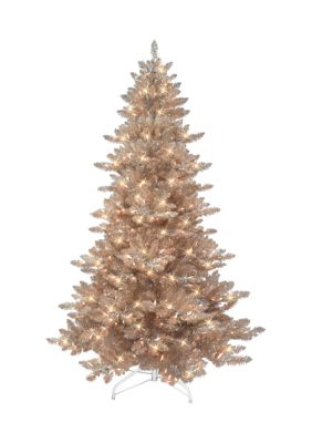 Puleo International 6.5 ft Pre-lit Rose Gold Royal Majestic Spruce Artificial Christmas Tree with 500 UL Clear Lights Metal Stand Rose Gold Color -  7601713RMSRGA65C5