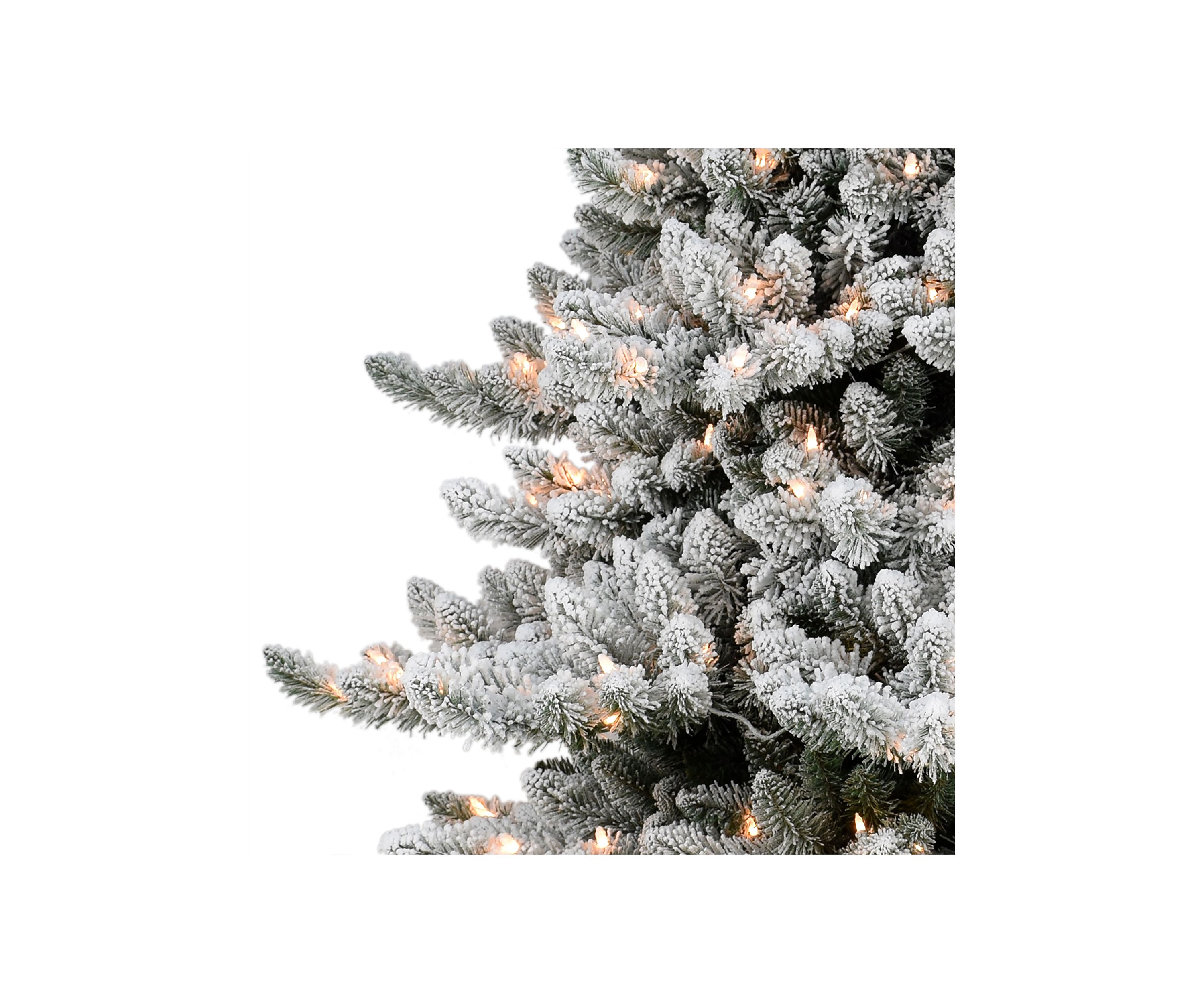6.5-foot Pre-Lit Slim Flocked Royal Majestic Artificial Spruce Tree 800 Tips 300 Clear Lights