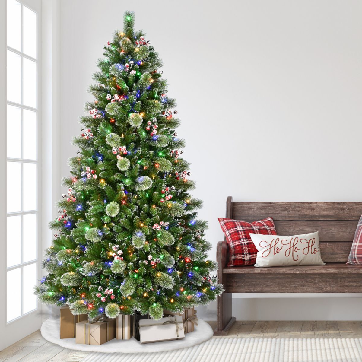 7.5 ft. Pre-Lit Snowy Artificial Tree