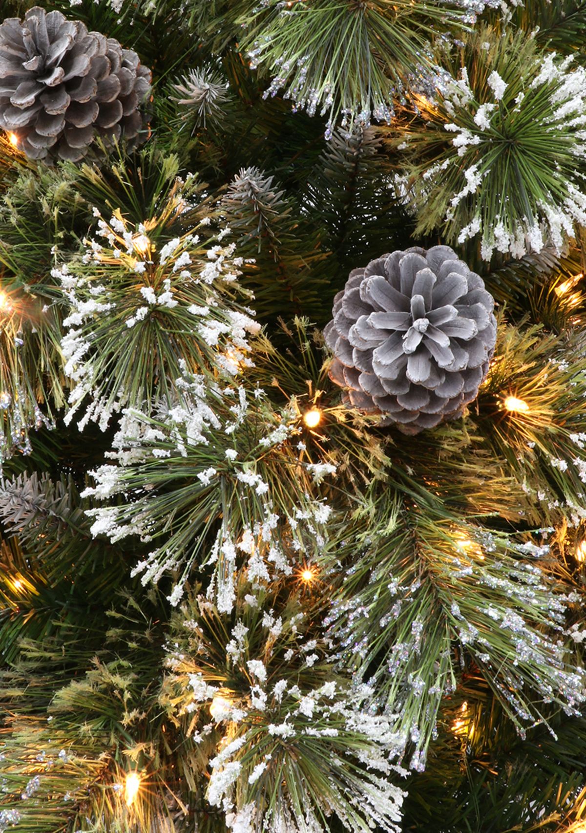 7 ft Pre-Lit Springfield Fir Artificial Christmas Tree with Cashmere Tips 400 UL Clear Lights Metal Stand Green