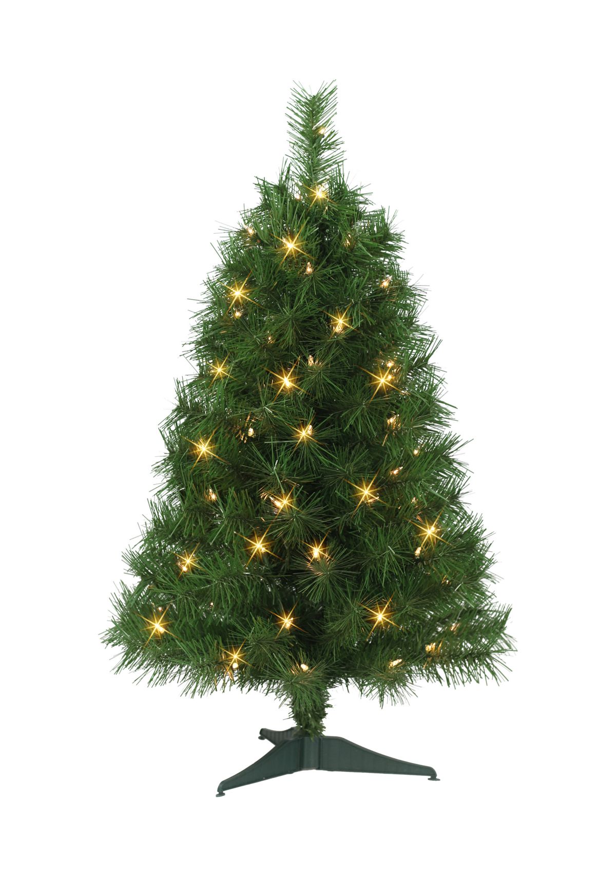 3-foot Pre-Lit Snow Ridge Aritificial Fir Tree 130 Tips 70 Clear Lights Plastic Stand