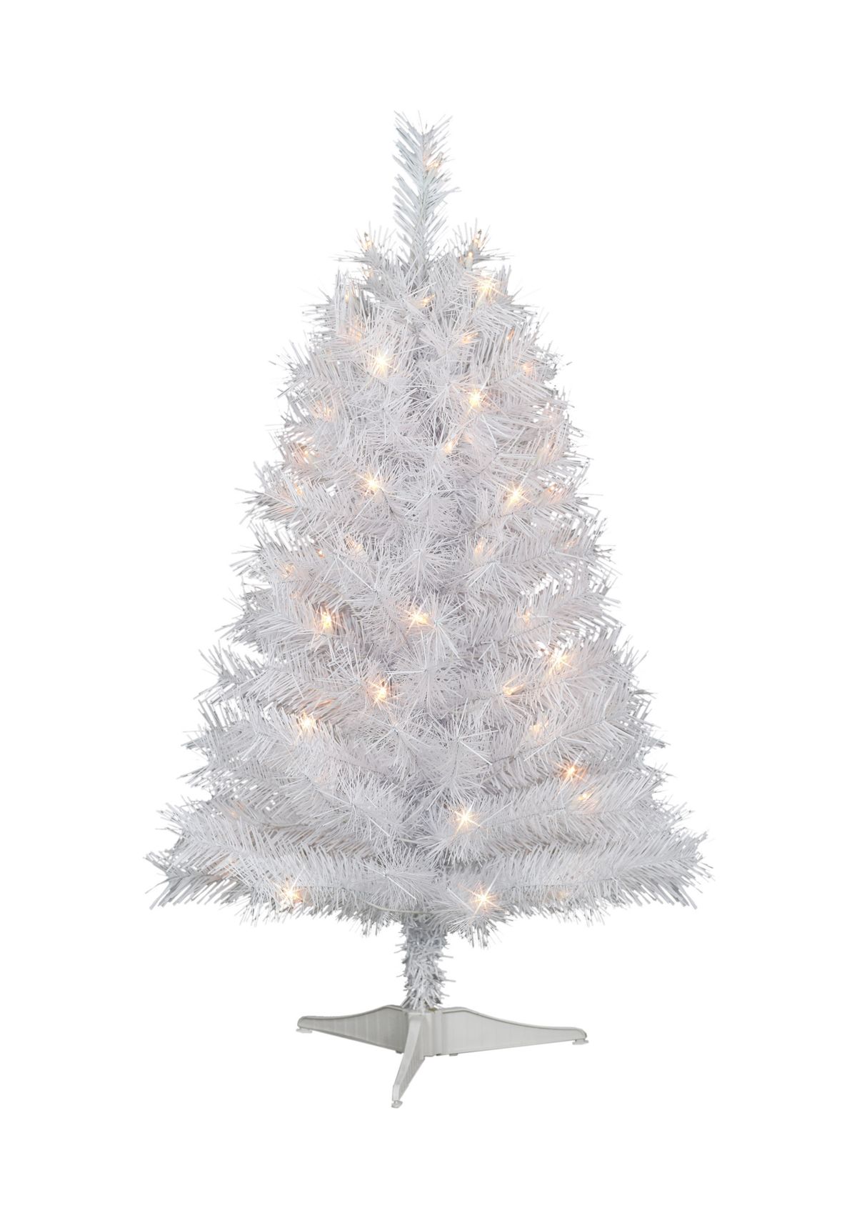 3-foot Pre-Lit White Snow Ridge Aritificial Fir Tree 130 Tips 70 Clear Light Plastic Stand