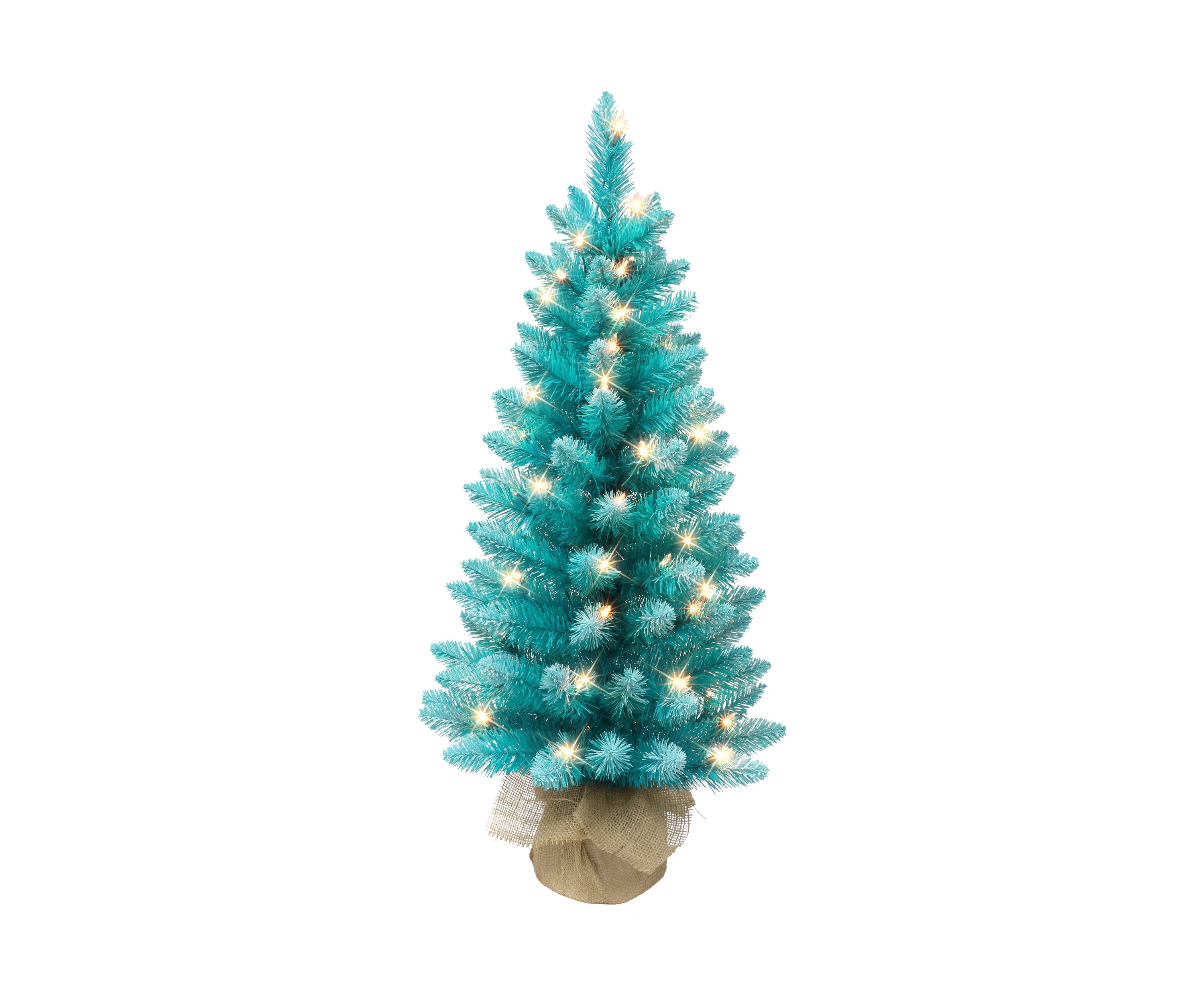 Pre-lit Fashion Teal Tree with Burlap Base