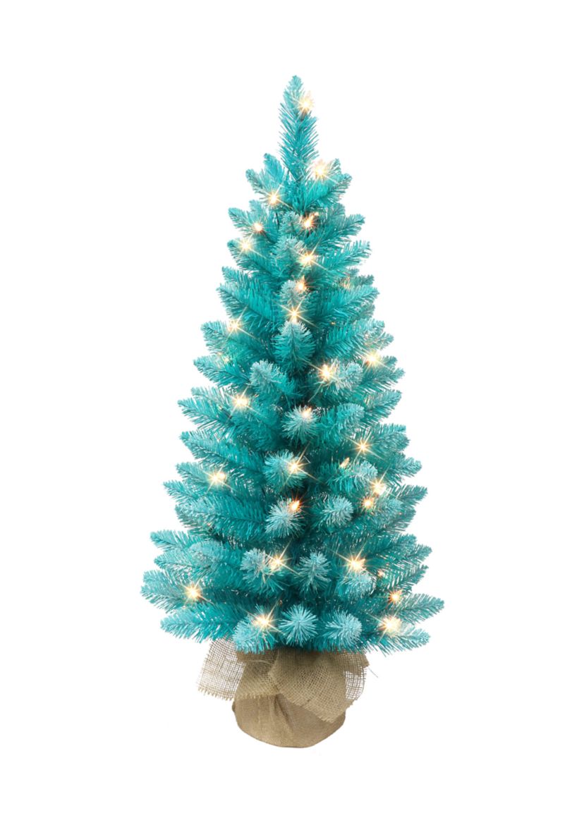 Pre-lit Fashion Teal Tree with Burlap Base