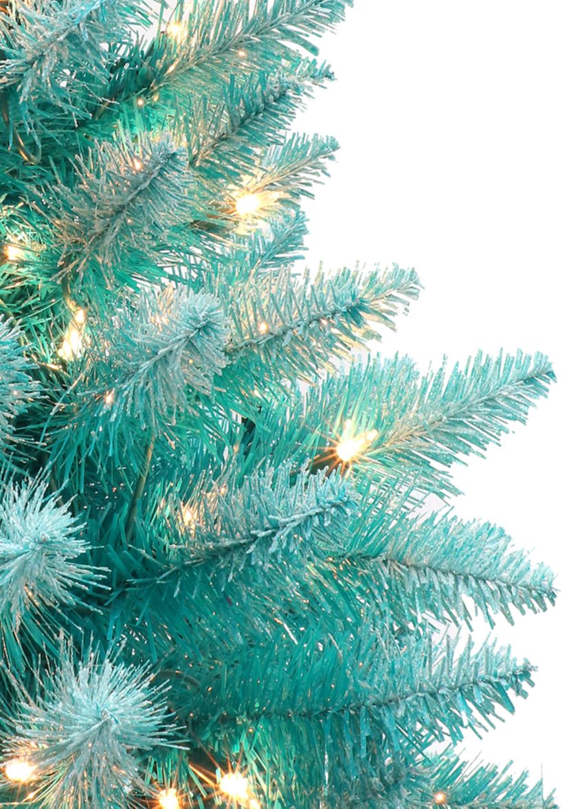 Pre-lit Fashion Teal Tree with Burlap Base