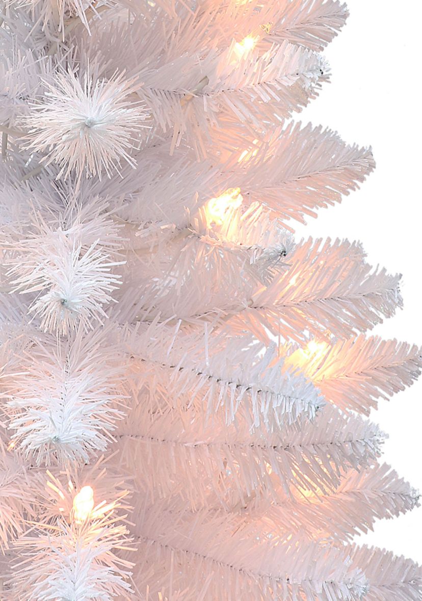 3 ft Pre-lit White Artificial Christmas Tree 50 UL Clear Lights Burlap Sac Base