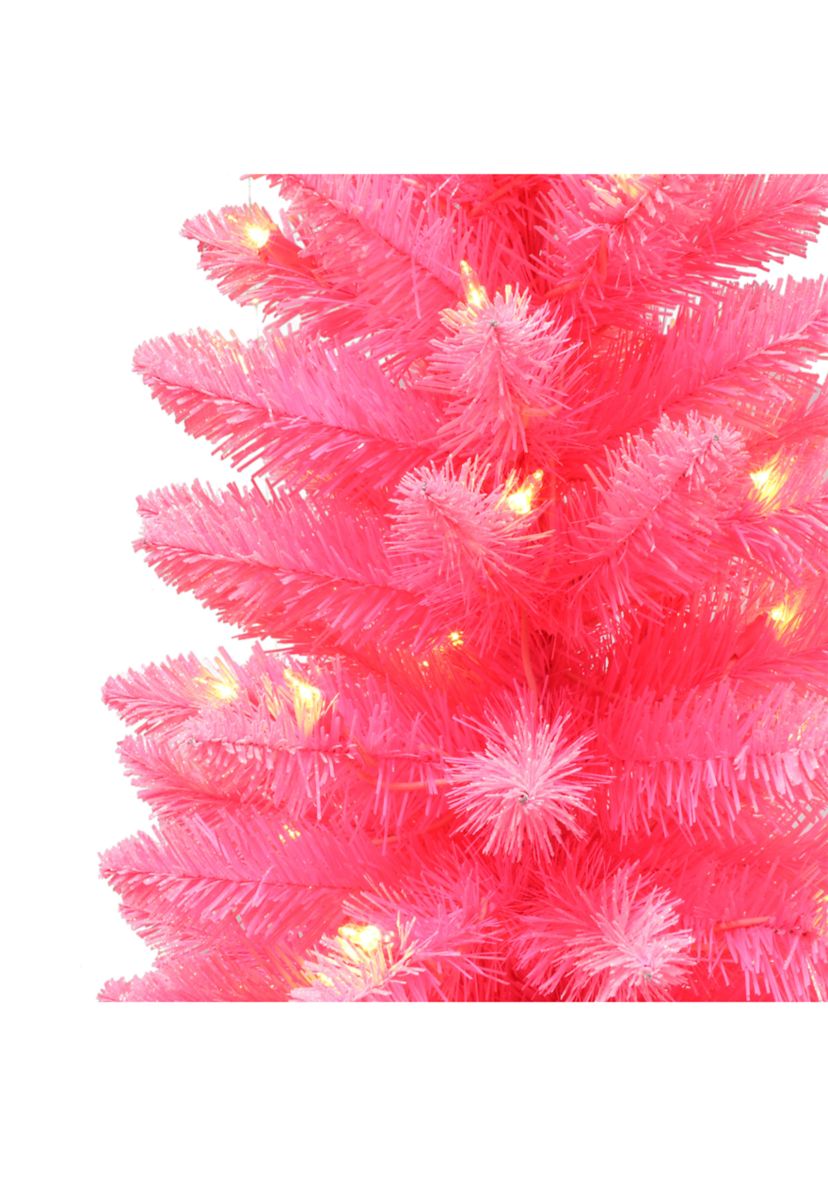 4-foot Pre-Lit Pink Artificial Tree-in Burlap Sac 146 Tips 70 Clear Lights