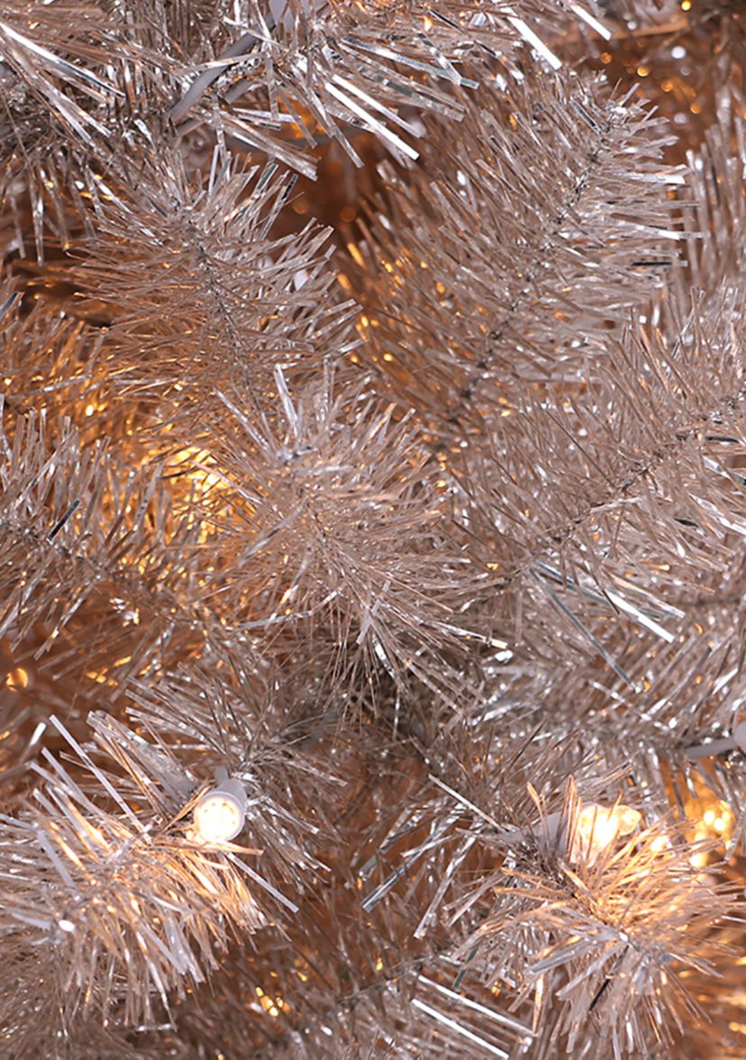 7.5 ft Pre-lit Rose Gold Artificial Christmas Tree 500 UL Clear Lights Metal Stand