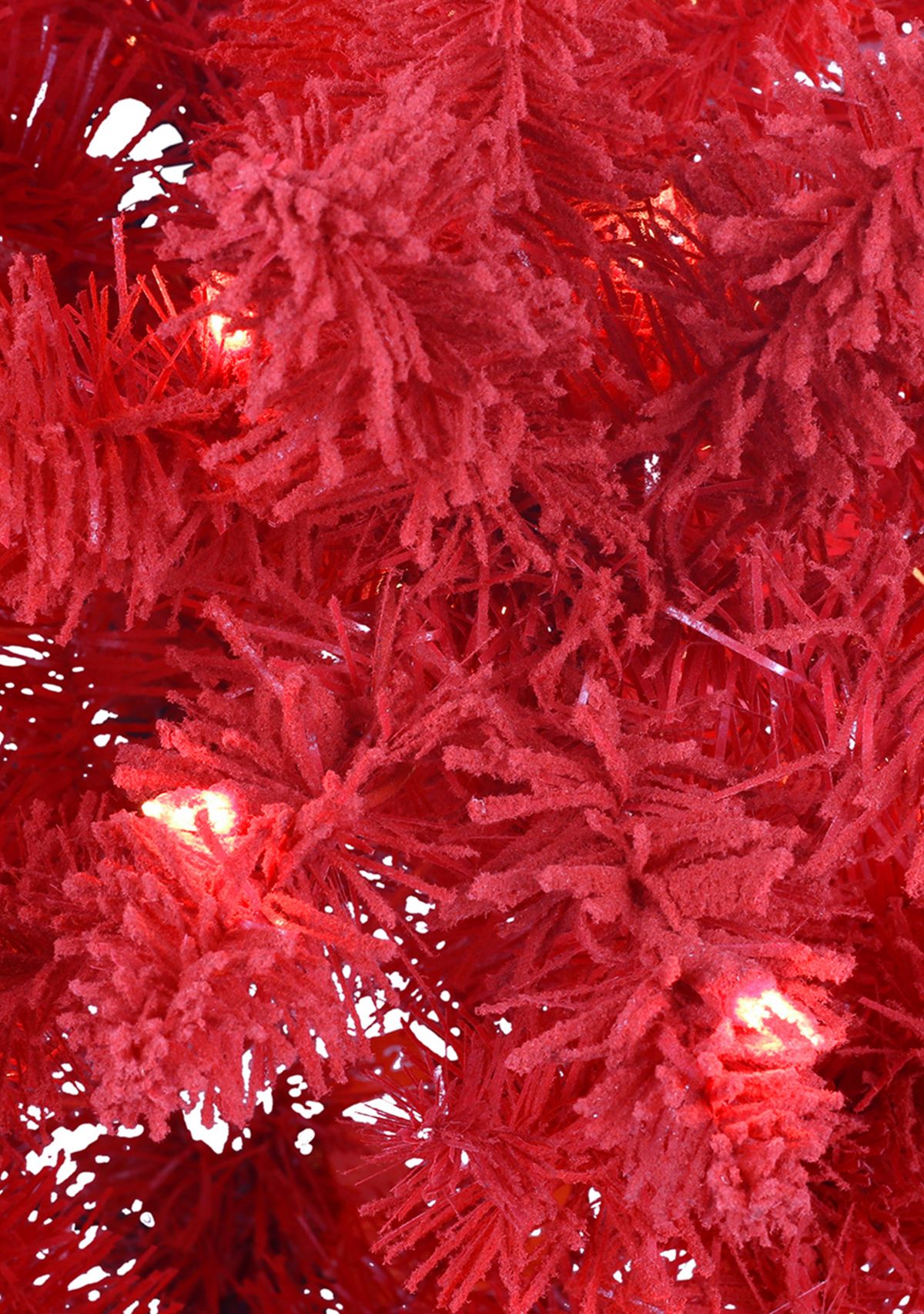 6.5 ft Pre-lit Flocked Fashion Red Artificial Christmas Tree 200 UL Clear Lights Metal Stand