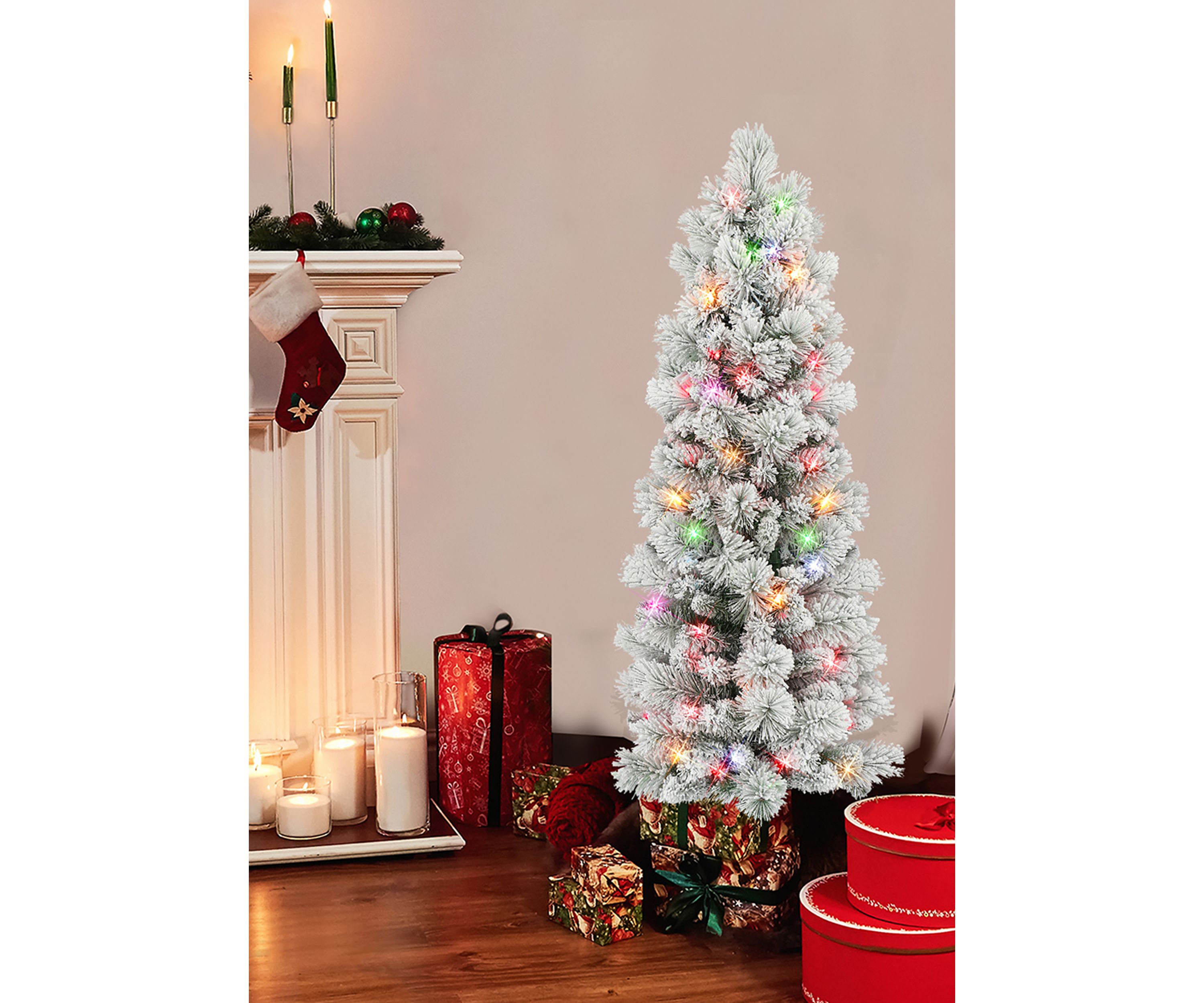 Flocked Portland Pine Pencil Tree