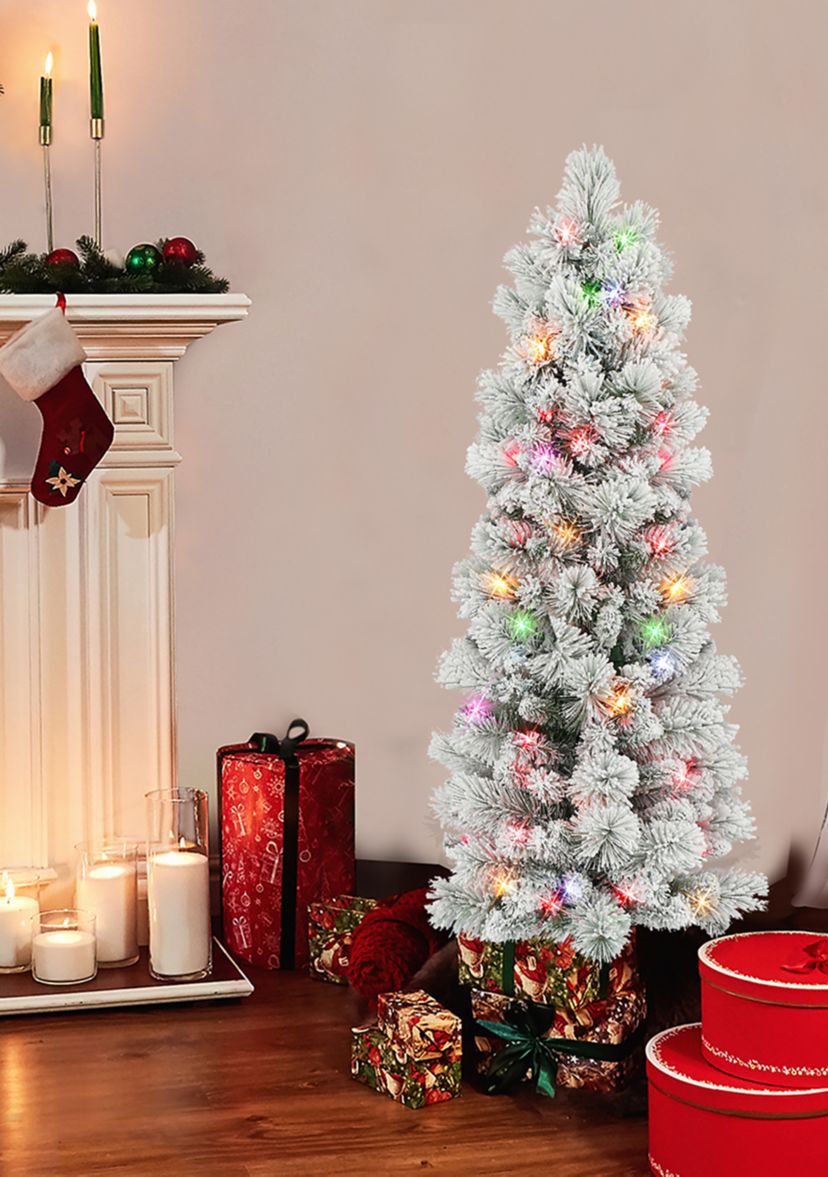 Flocked Portland Pine Pencil Tree