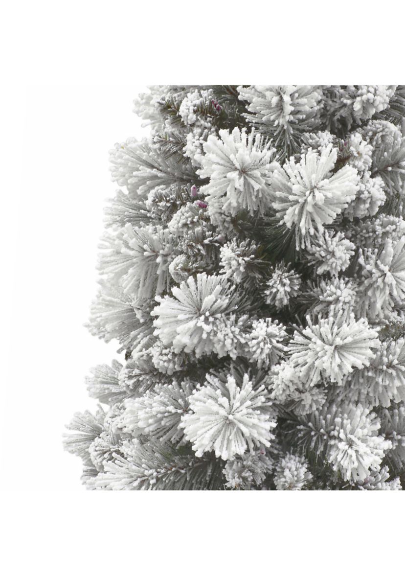 7.5-foot Pre-Lit Flocked Portland Pine Artificial Pencil Tree 496 Tips 350 Pink Lights