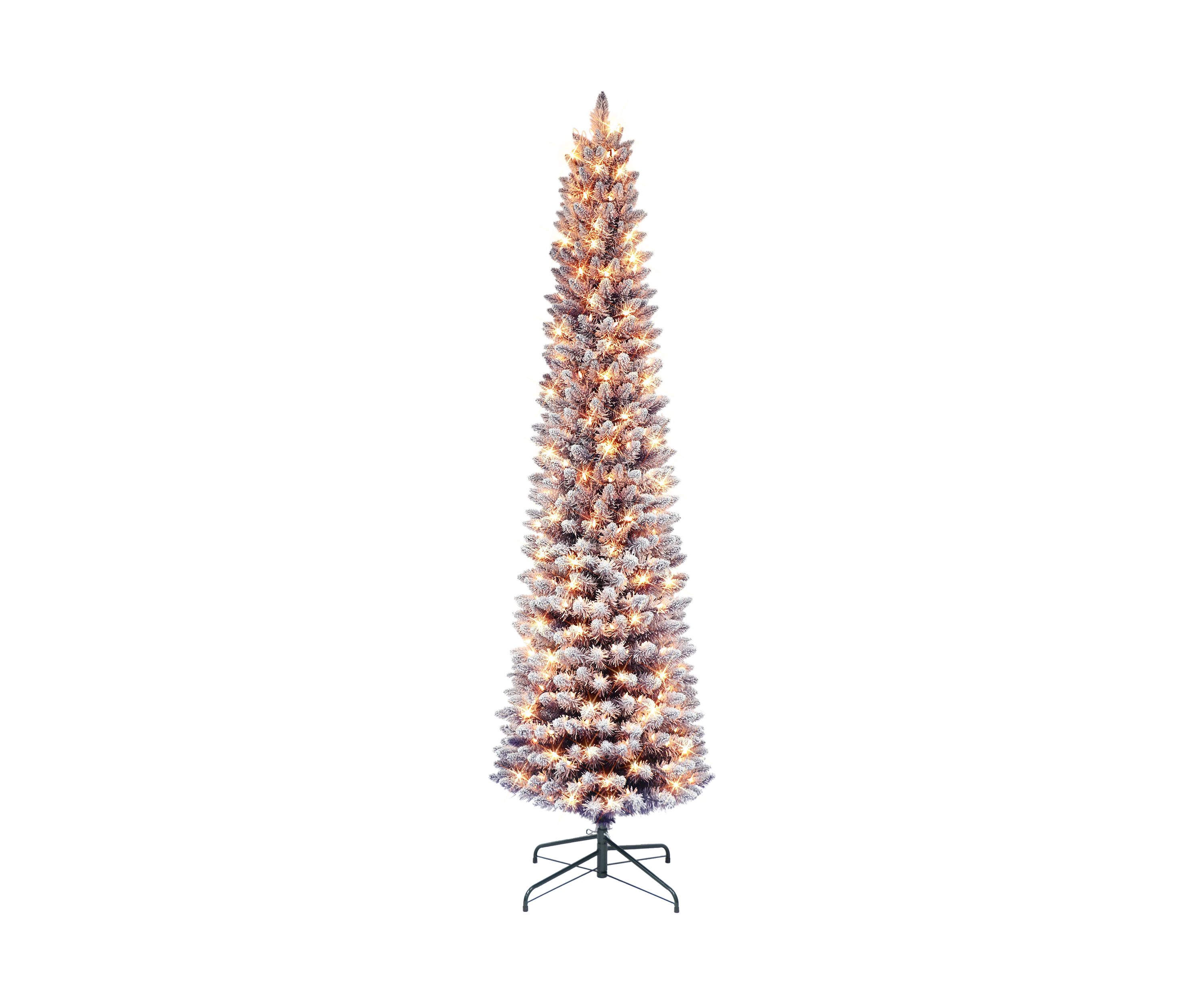 Pre-lit Flocked Fashion Purple Pencil Tree