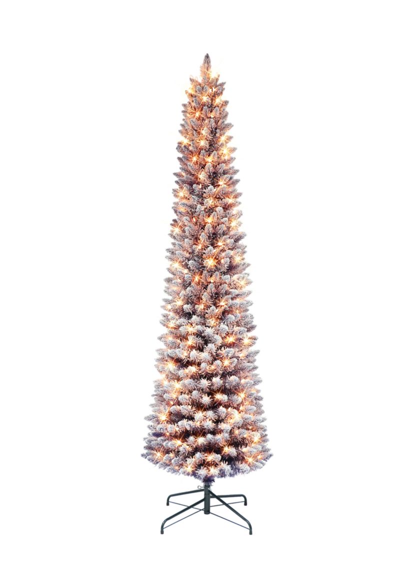 Pre-lit Flocked Fashion Purple Pencil Tree