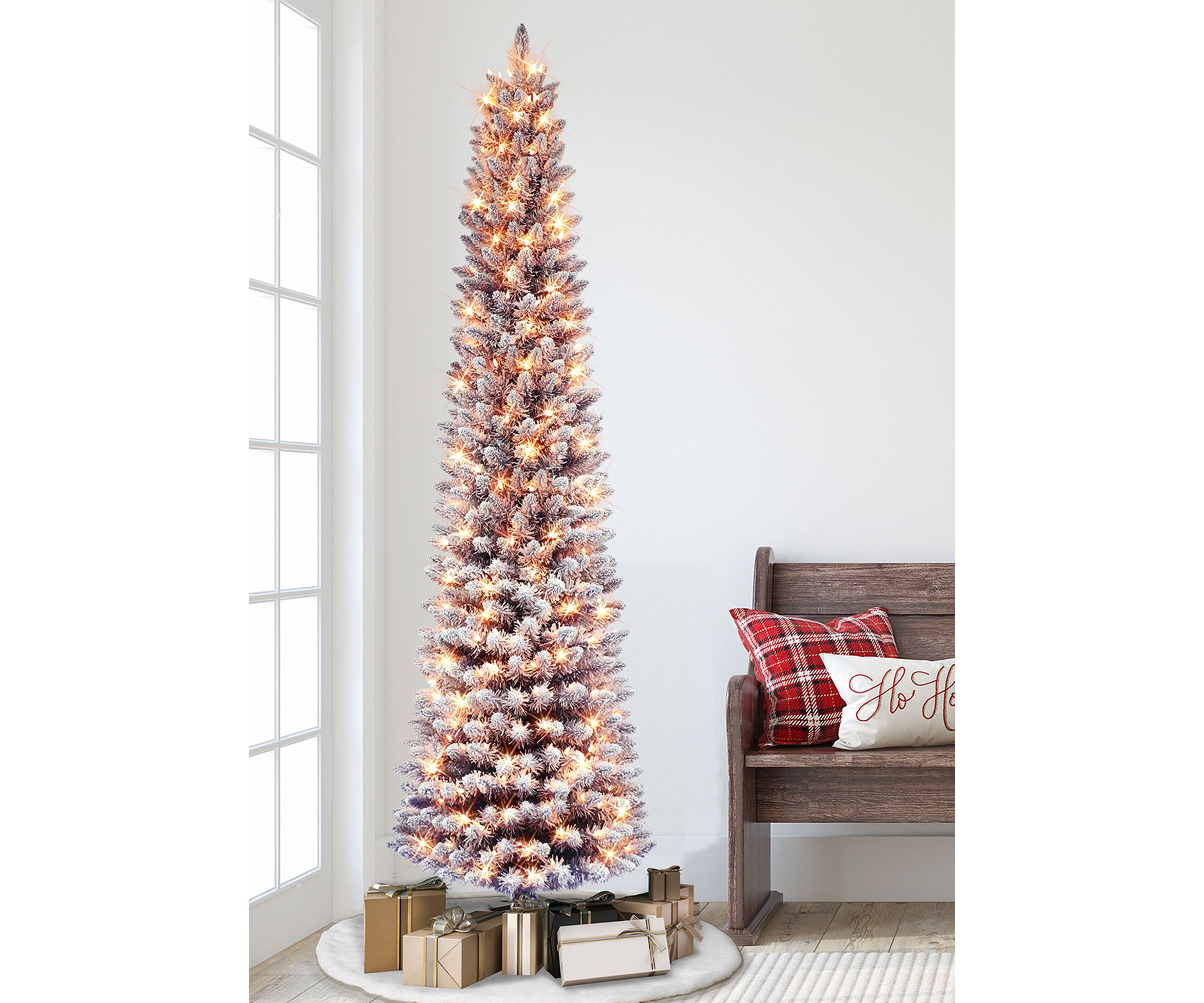Pre-lit Flocked Fashion Purple Pencil Tree