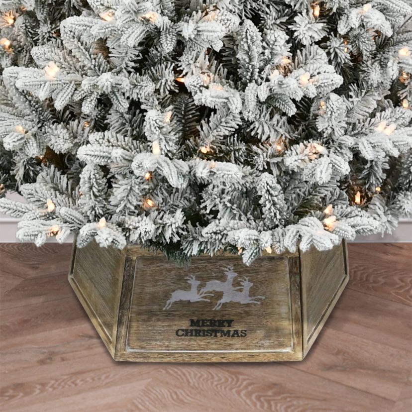 Puleo International 31.5" Wood Christmas Tree Collar for 6 to 9 Artificial Trees