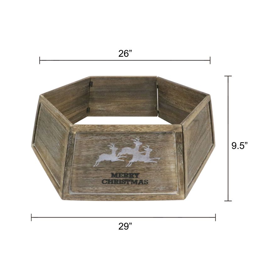 Puleo International 31.5" Wood Christmas Tree Collar for 6 to 9 Artificial Trees