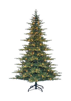 Puleo International 7.5-foot Pre-Lit Artificial Utah Fir Tree 2361 Tips 500 Clear Lights, Green, 7.5 Foot