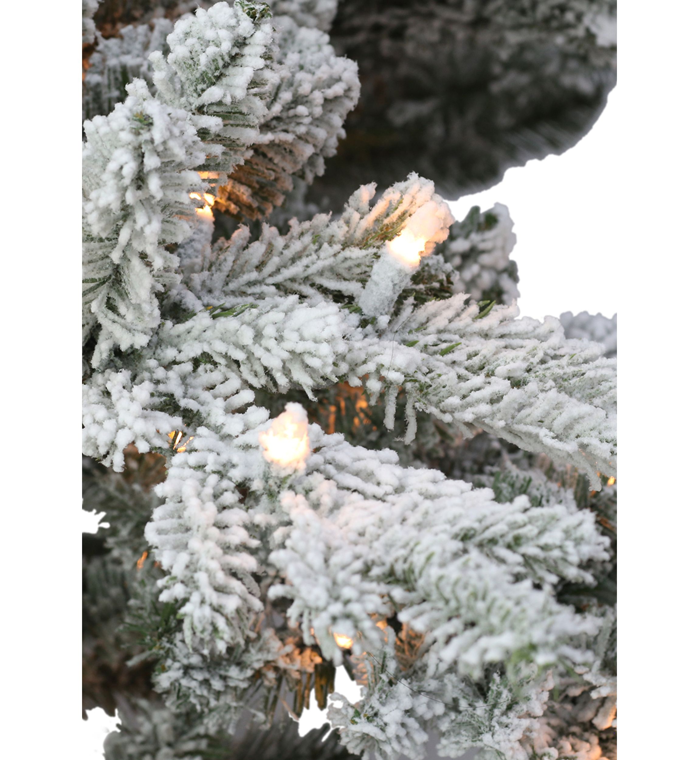 6.5 ft Pre-lit Flocked Utah Fir Artificial Christmas Tree with 350 UL Clear Lights Metal Stand Green