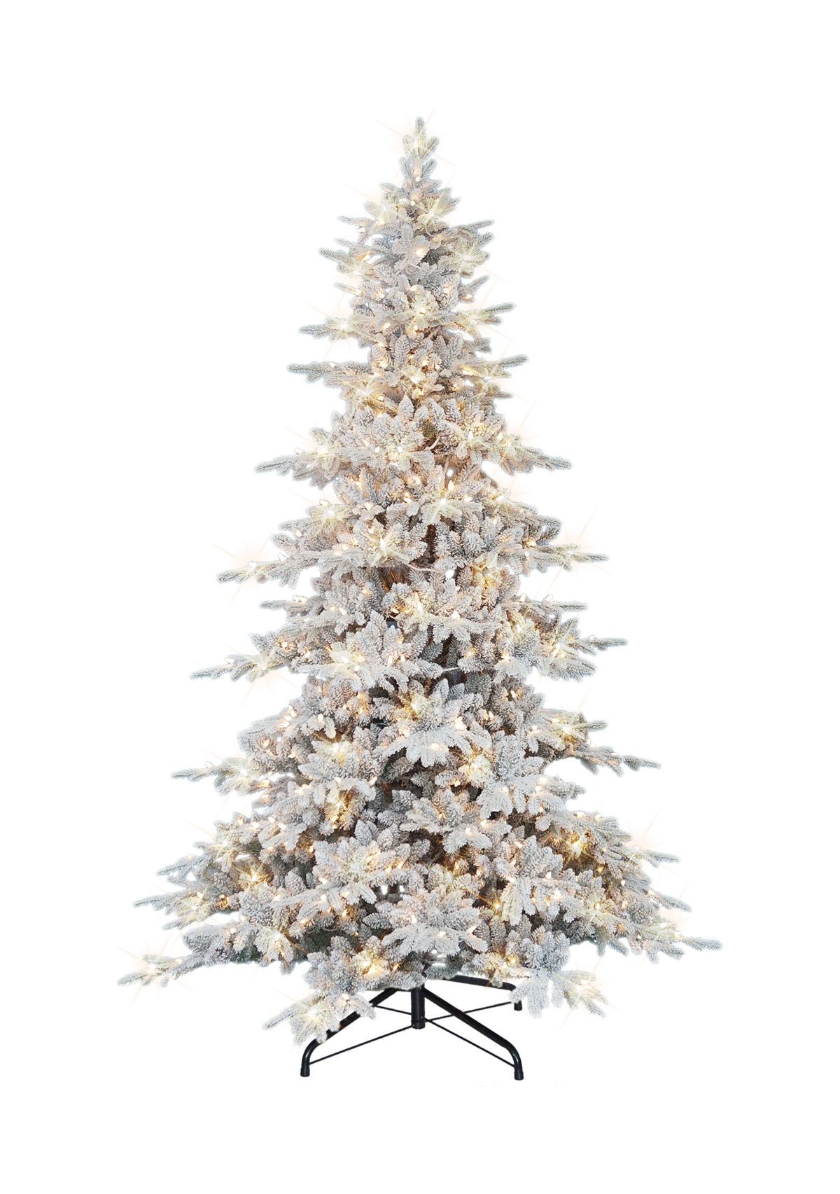 9 ft Pre-lit Flocked Utah Fir Artificial Christmas Tree with 800 UL Clear Lights Metal Stand Green