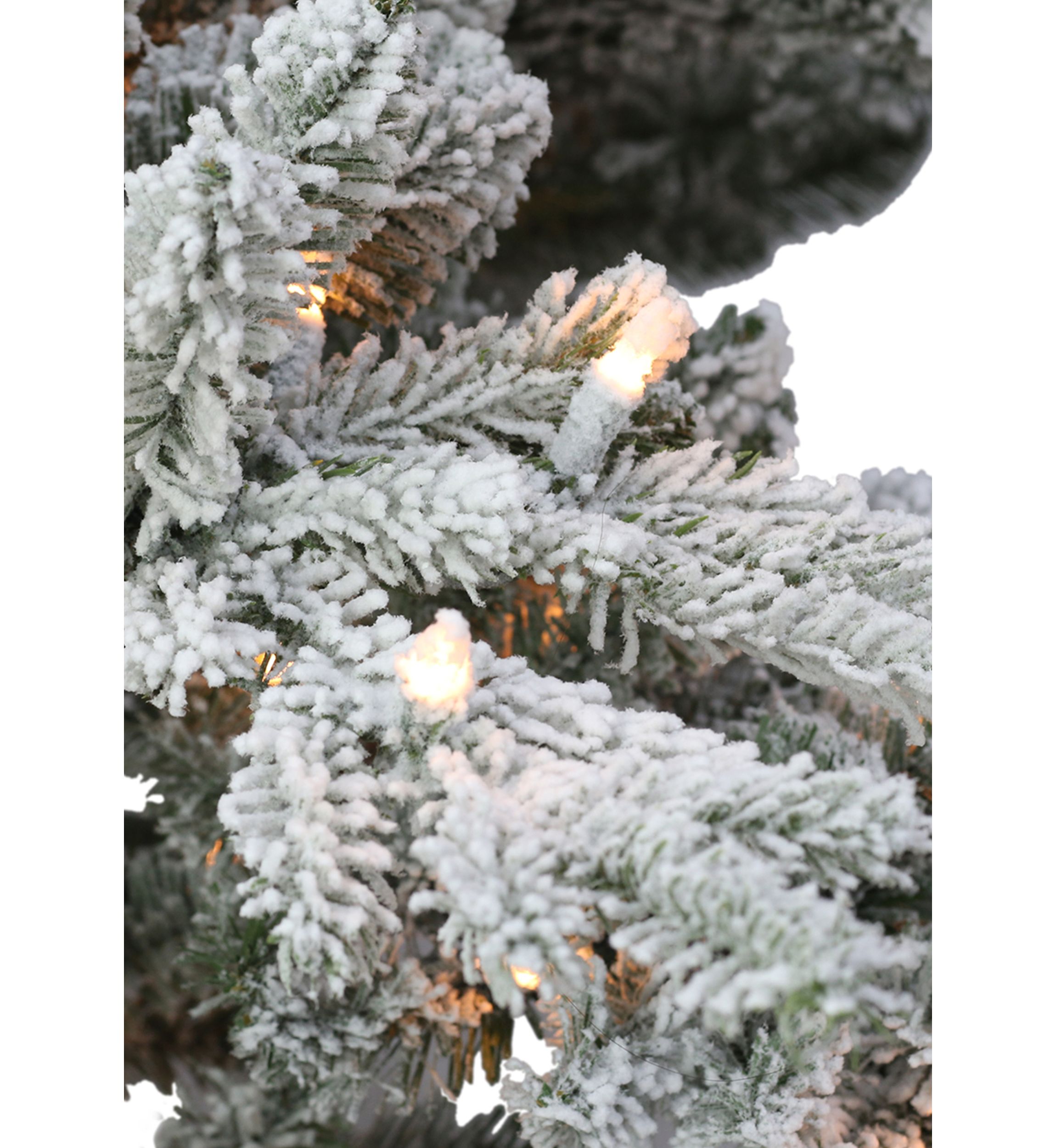 7.5 ft Pre-lit Slim Flocked Utah Fir Artificial Christmas Tree with 450 UL Clear Lights Metal Stand Green