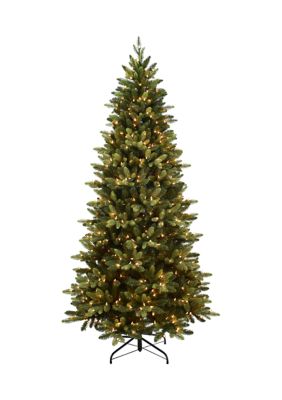 Puleo International 6.5 Ft Pre-Lit Slim Westford Spruce Artificial Christmas Tree With 350 Ul Clear Lights Metal Stand Green