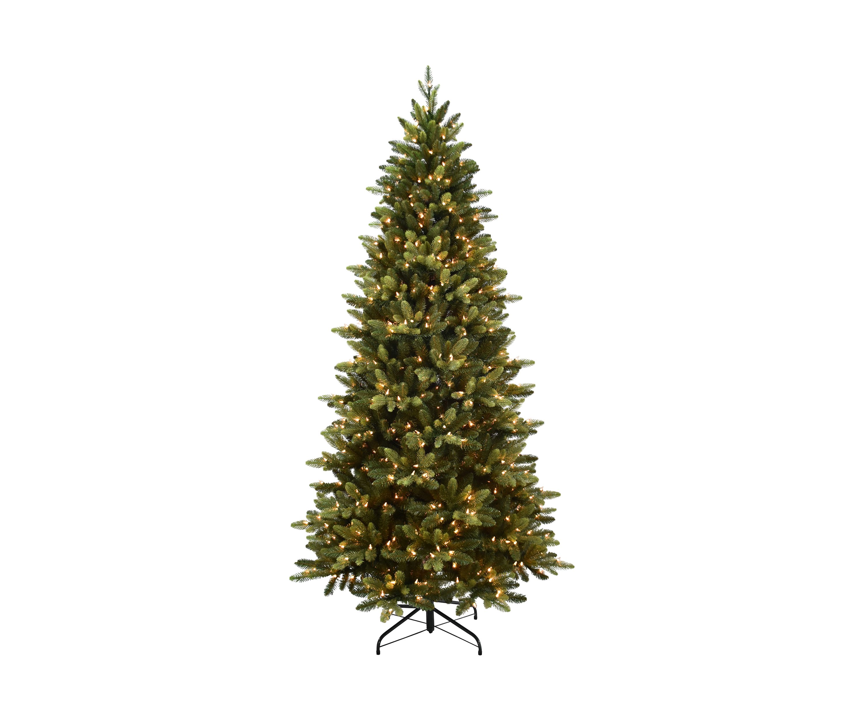 6.5 ft Pre-lit Slim Westford Spruce Artificial Christmas Tree with 350 UL Clear Lights Metal Stand Green