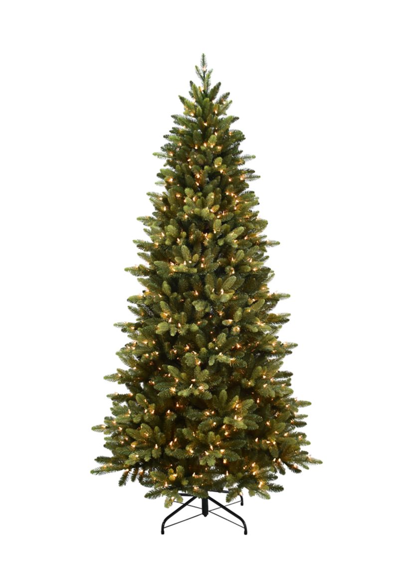 6.5 ft Pre-lit Slim Westford Spruce Artificial Christmas Tree with 350 UL Clear Lights Metal Stand Green