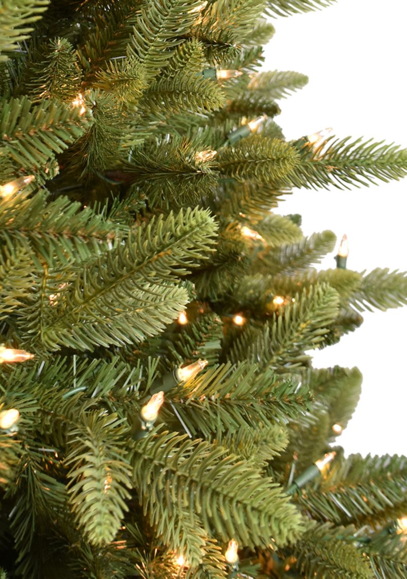 6.5 ft Pre-lit Slim Westford Spruce Artificial Christmas Tree with 350 UL Clear Lights Metal Stand Green