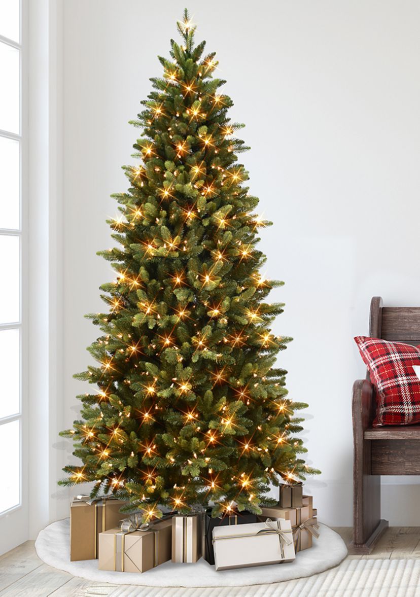 6.5 ft Pre-lit Slim Westford Spruce Artificial Christmas Tree with 350 UL Clear Lights Metal Stand Green