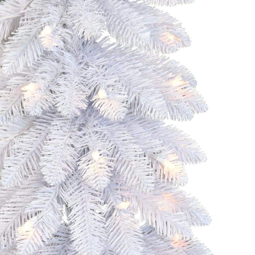 Puleo International 6 Pre-Lit Artificial White Alpine Pencil Tree
