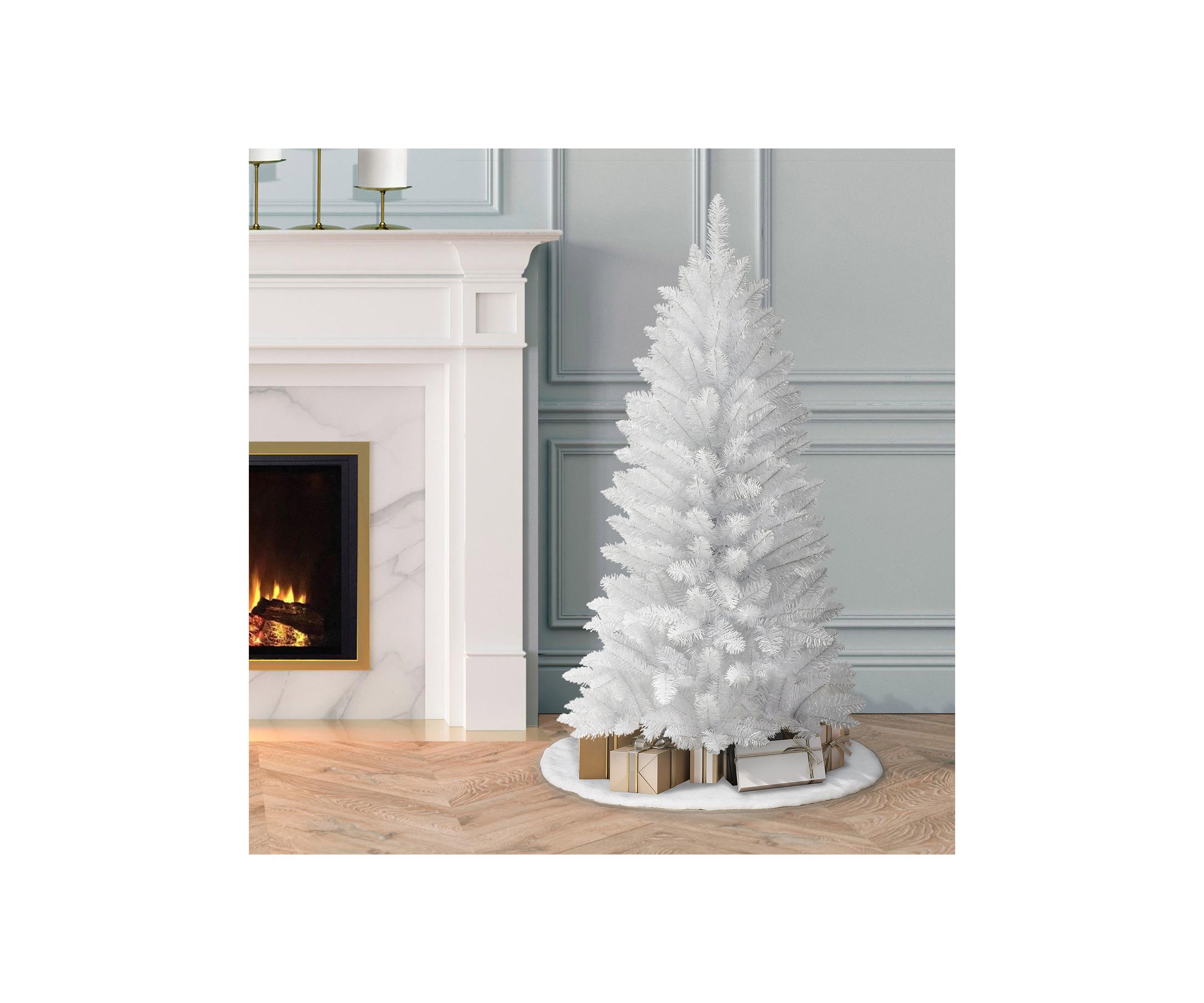 4-foot Unlit White Carson Aritificial Pine Tree 188 Tips