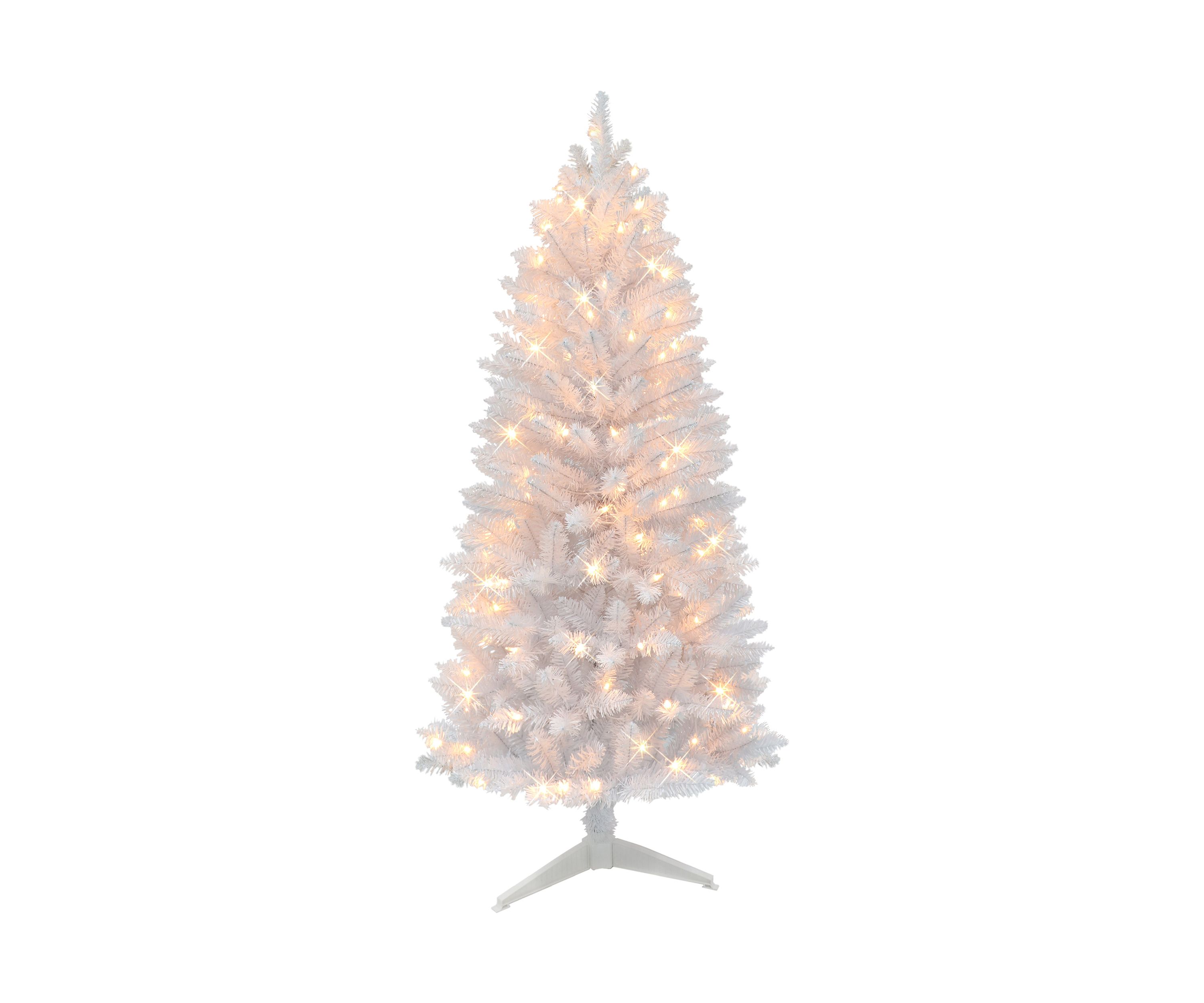5-foot Pre-Lit White Carson Artificial Pine Tree 315 Tips 100 Clear Lights